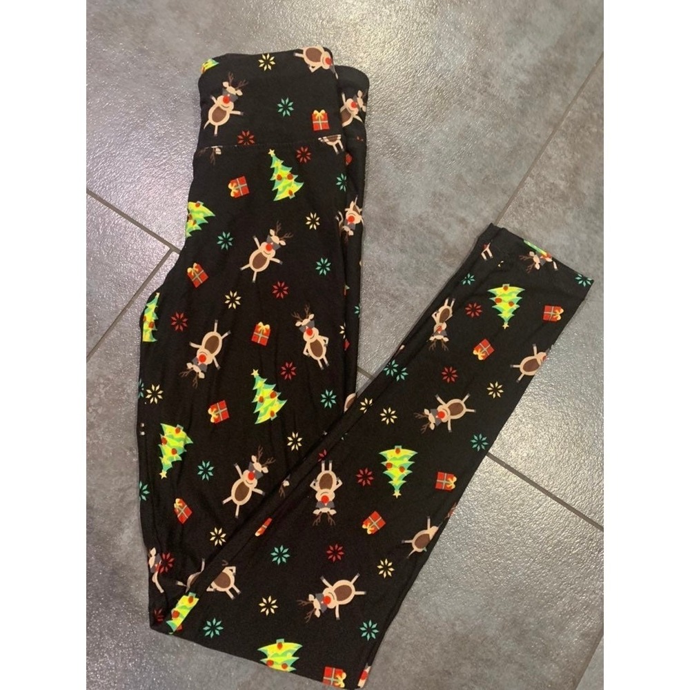 Christmas Leggings Rudolph Trees Holiday Pants Size S NWOT